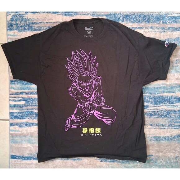 Dragon Ball Z Champion XL TShirt Son Gohan Attacking Gohan Black Purple Line - Picture 1 of 5